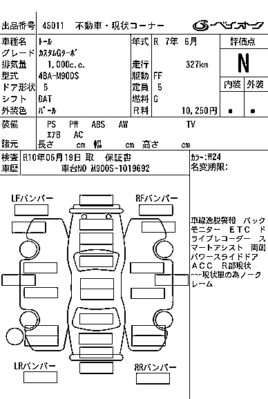 Аукционный лист DAIHATSU THOR 2025