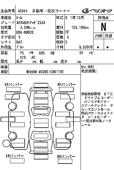 Аукционный лист DAIHATSU THOR 2019