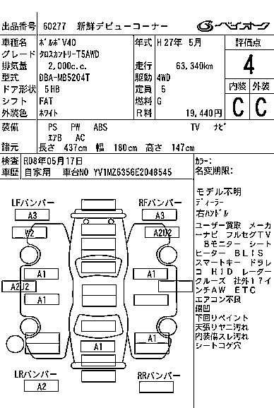 Аукционный лист VOLVO V40 2015