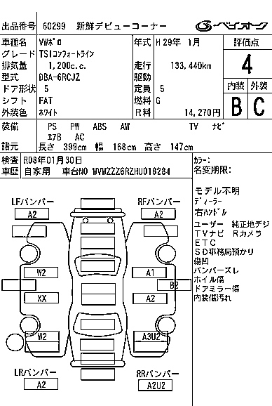 Аукционный лист VOLKSWAGEN POLO 2017