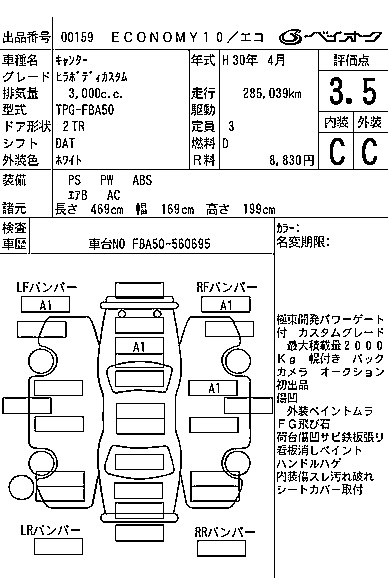 Аукционный лист MITSUBISHI CANTER 2018
