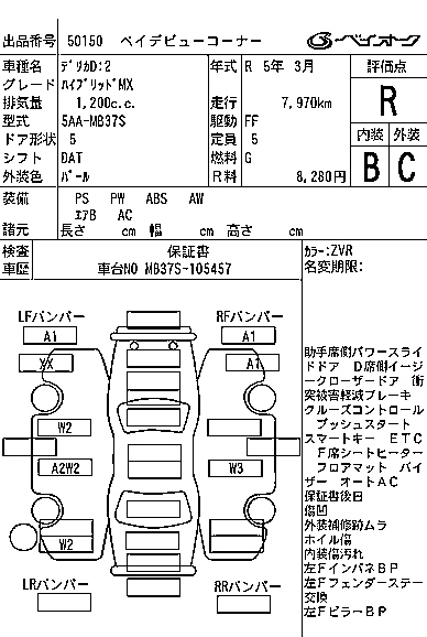 Аукционный лист MITSUBISHI DELICA D2 2023