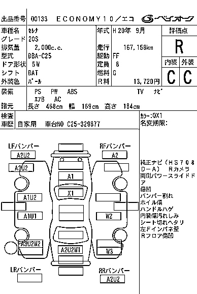 Аукционный лист NISSAN SERENA 2008