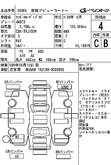 Аукционный лист TOYOTA LAND CRUISER PRADO 2018