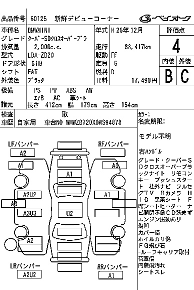 Аукционный лист BMW MINI 2014