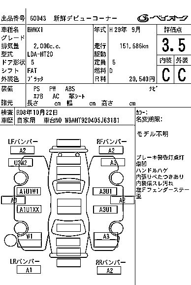 Аукционный лист BMW X1 2017