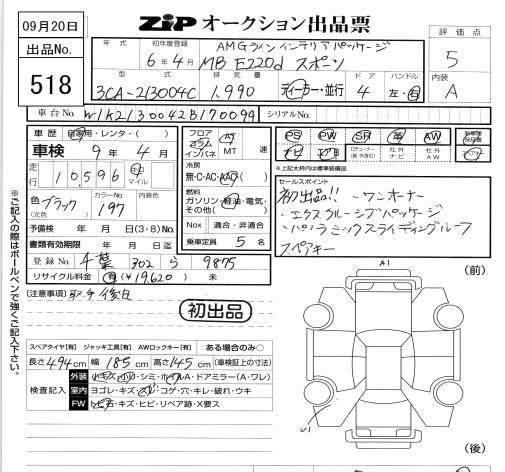 Аукционный лист MERCEDES BENZ E CLASS 2024