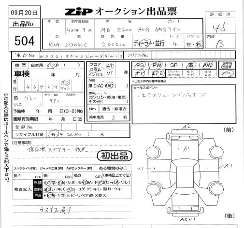 Аукционный лист MERCEDES BENZ E CLASS 2018