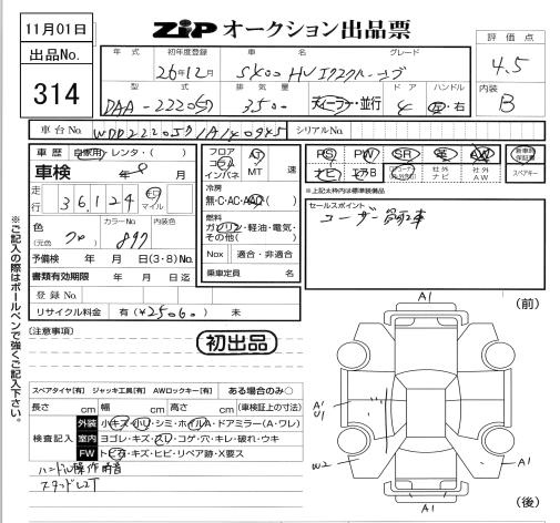 Аукционный лист MERCEDES BENZ S CLASS 2014