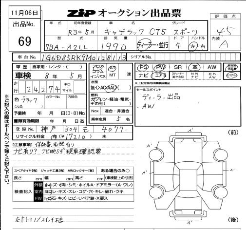 Аукционный лист GM CADILLAC CT5 2021