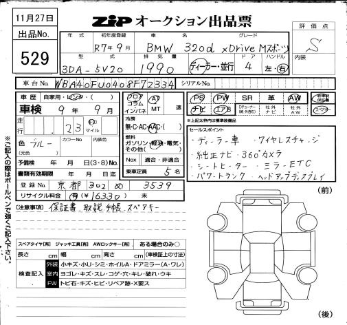 Аукционный лист BMW 3 SERIES 2025