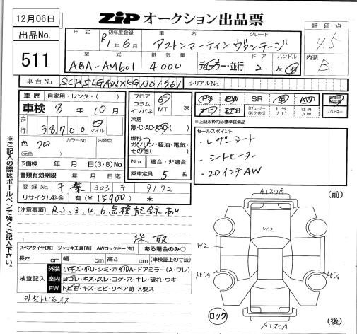 Аукционный лист ASTON MARTIN OTHER 2019