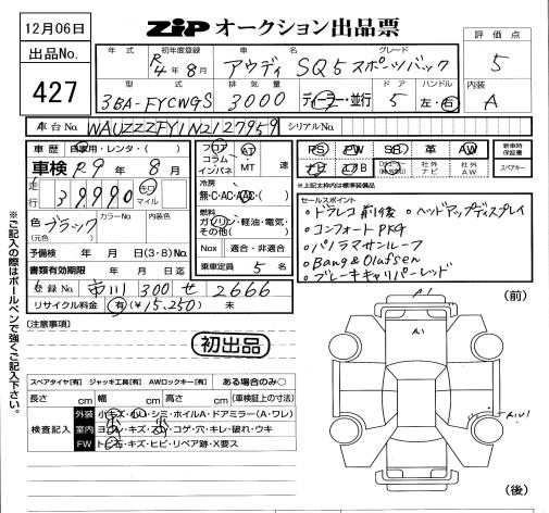 Аукционный лист AUDI SQ5 2022
