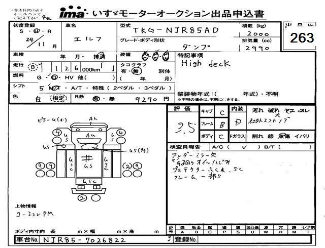Аукционный лист ISUZU ELF 2012