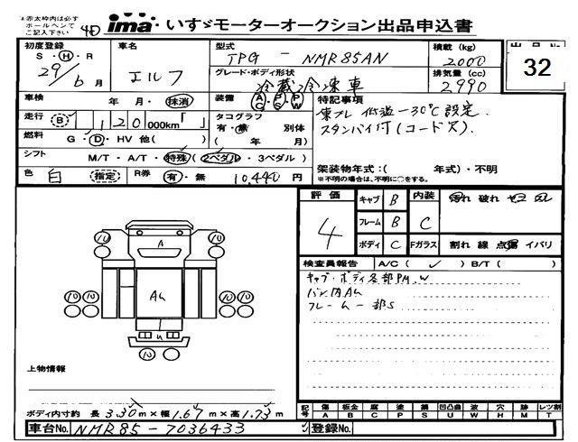 Аукционный лист ISUZU ELF 2017