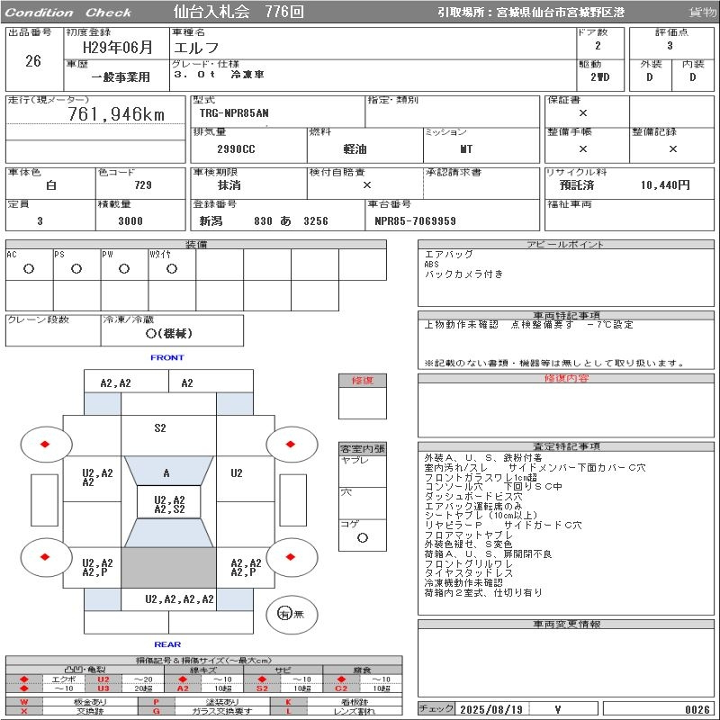 Аукционный лист ISUZU ELF 2017