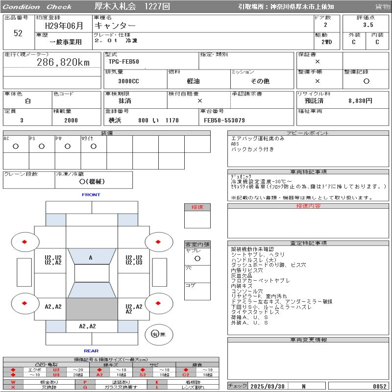 Аукционный лист MITSUBISHI CANTER 2017