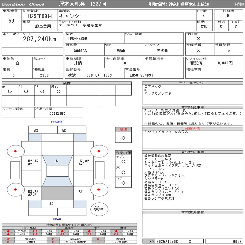Аукционный лист MITSUBISHI CANTER 2017