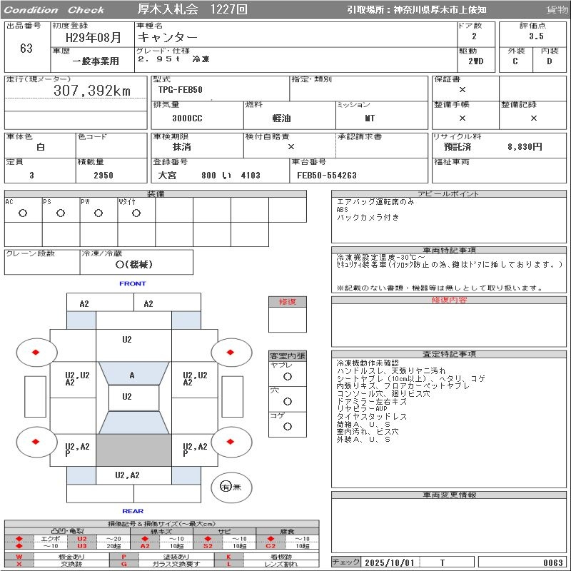 Аукционный лист MITSUBISHI CANTER 2017