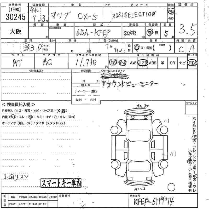 Аукционный лист MAZDA CX-5 2025