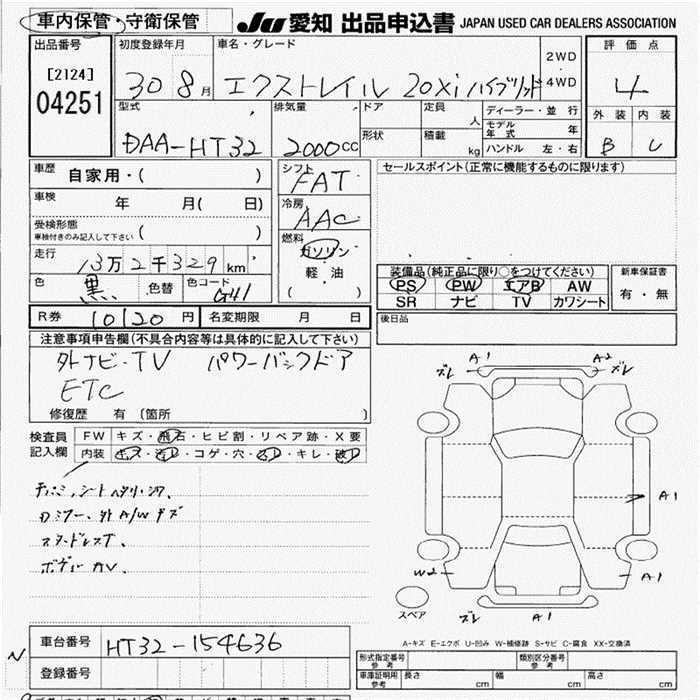 Аукционный лист NISSAN X-TRAIL 2018