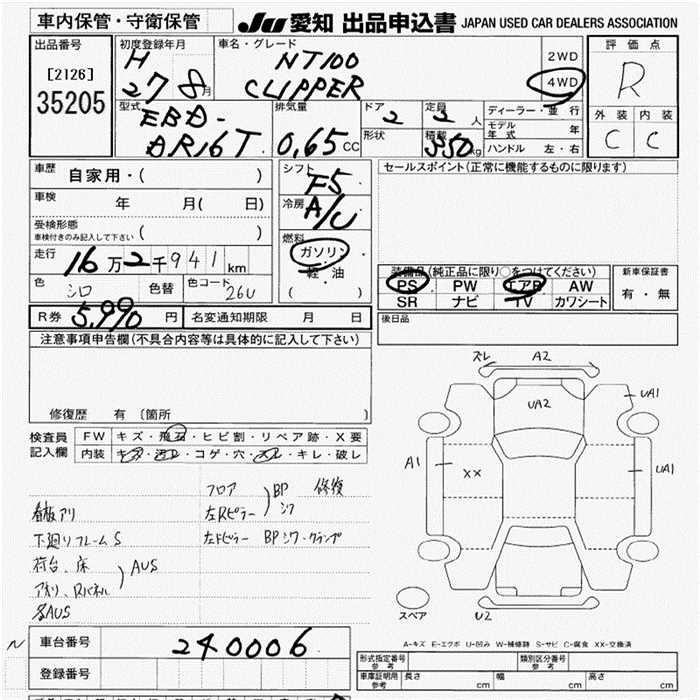 Аукционный лист NISSAN CLIPPER TRUCK 2015