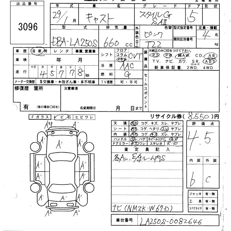 Аукционный лист DAIHATSU CAST 2017