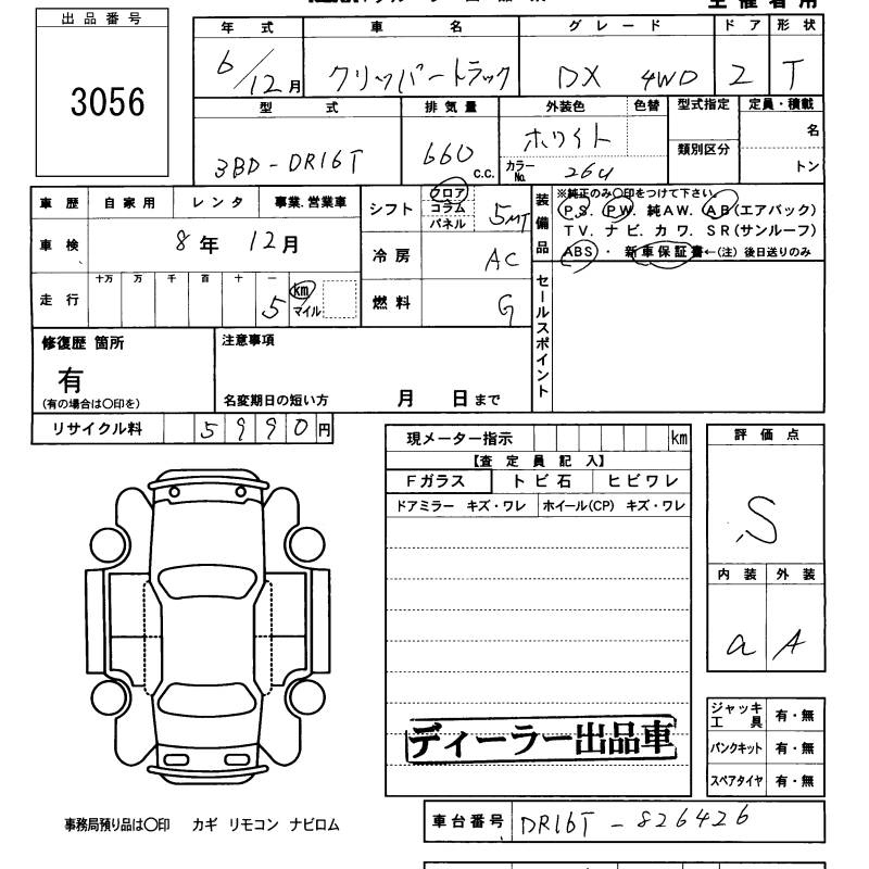 Аукционный лист NISSAN CLIPPER TRUCK 2024