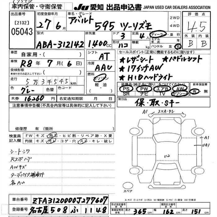 Аукционный лист FIAT OTHER 2015