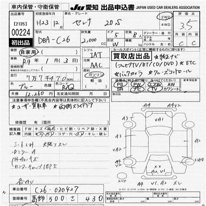 Аукционный лист NISSAN SERENA 2011