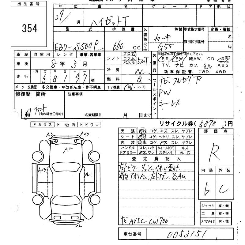 Аукционный лист DAIHATSU HIJET TRUCK 2017