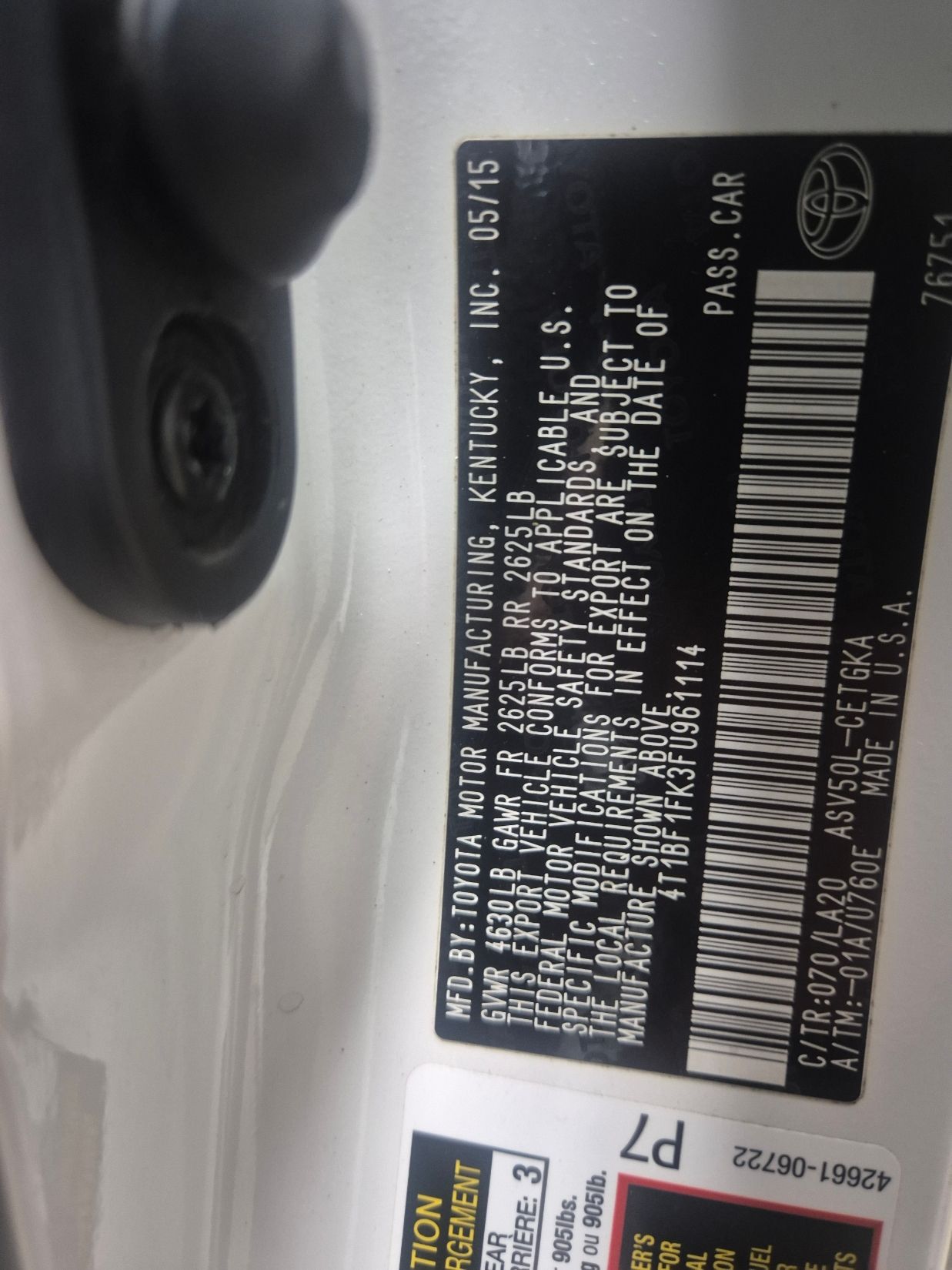 TOYOTA CAMRY 2015