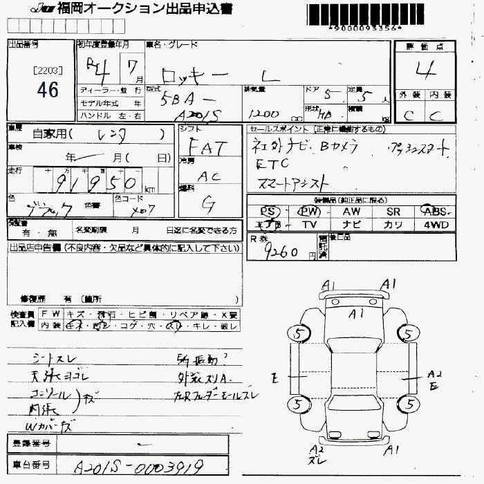 Аукционный лист DAIHATSU ROCKY 2022