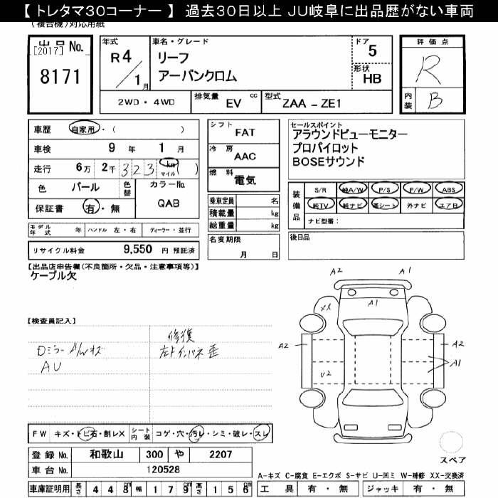 Аукционный лист NISSAN LEAF 2022