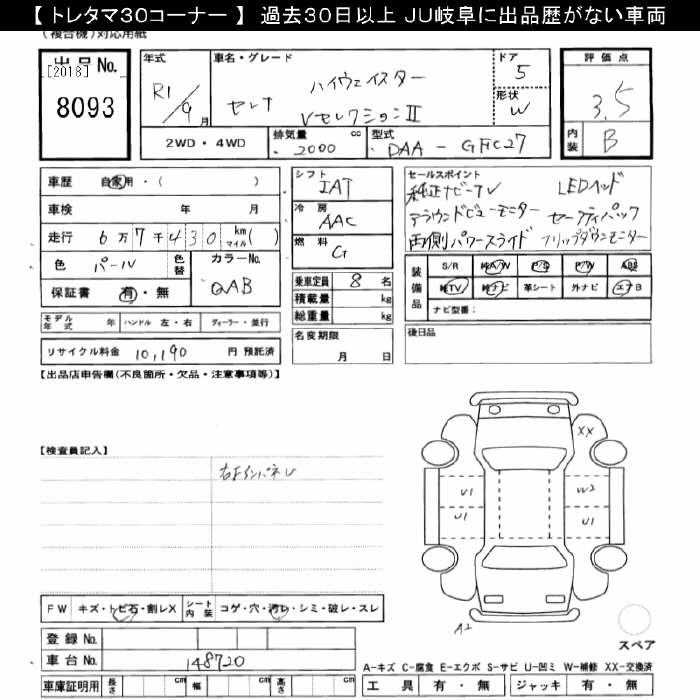 Аукционный лист NISSAN SERENA 2019