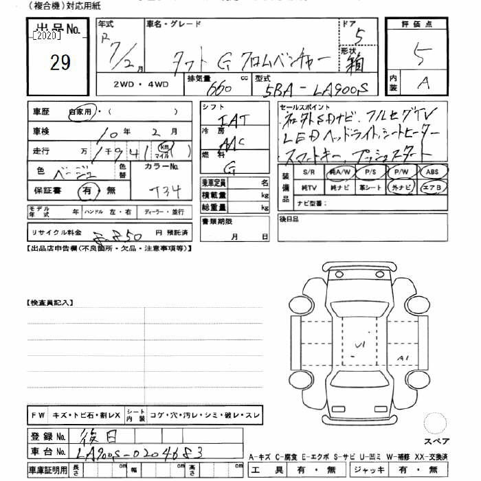 Аукционный лист DAIHATSU TAFT 2025