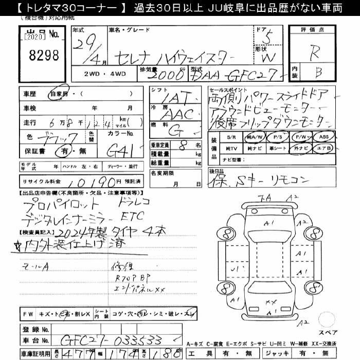 Аукционный лист NISSAN SERENA 2017