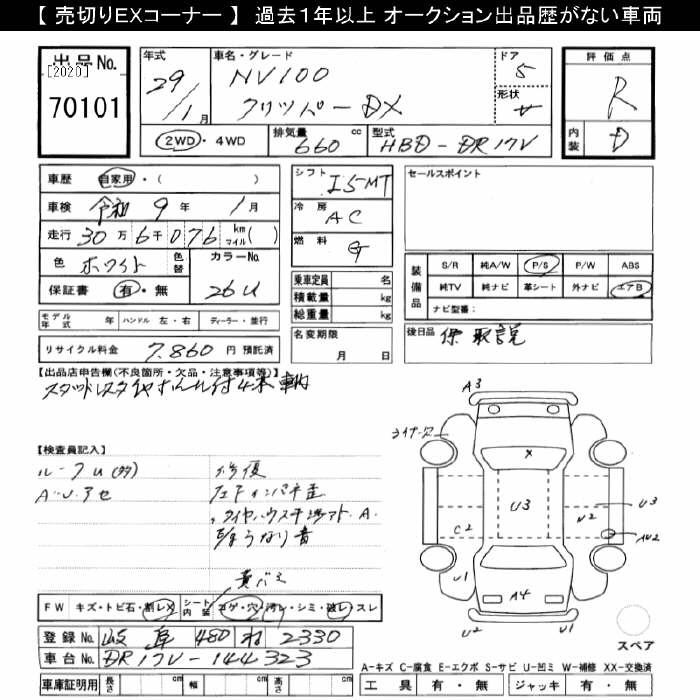 Аукционный лист NISSAN CLIPPER VAN 2017