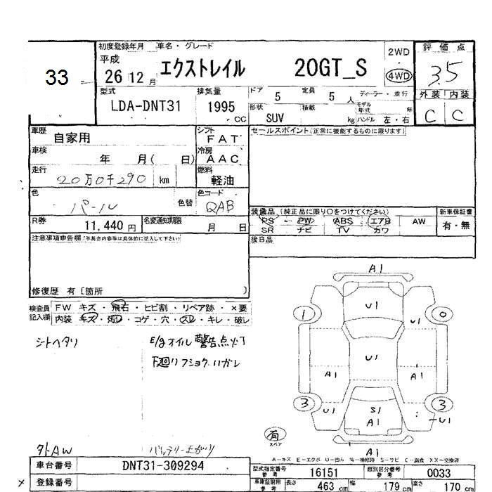 Аукционный лист NISSAN X-TRAIL 2014