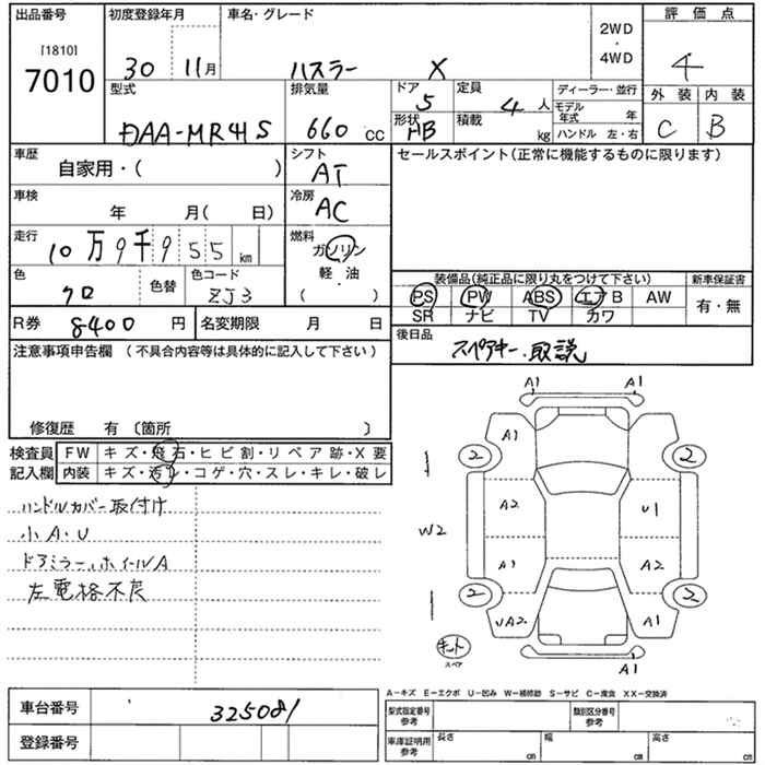 Аукционный лист SUZUKI HUSTLER 2018