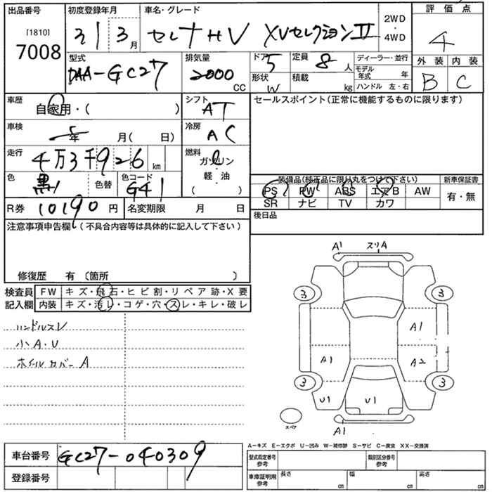 Аукционный лист NISSAN SERENA 2019