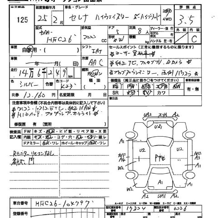 Аукционный лист NISSAN SERENA 2013