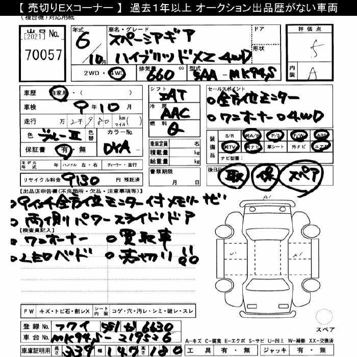 Аукционный лист SUZUKI SPACIA GEAR 2024