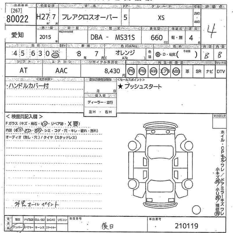 Аукционный лист MAZDA FLAIR 2015