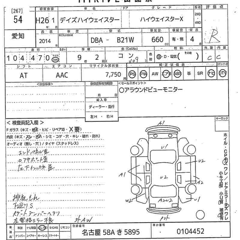 Аукционный лист NISSAN DAYZ 2014