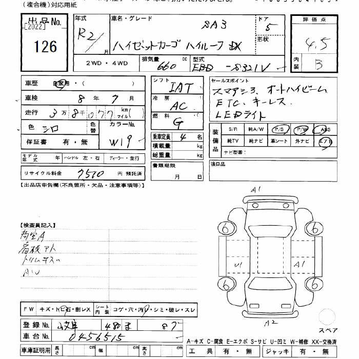 Аукционный лист DAIHATSU HIJET VAN 2020