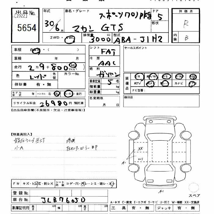 Аукционный лист PORSCHE MACAN 2018