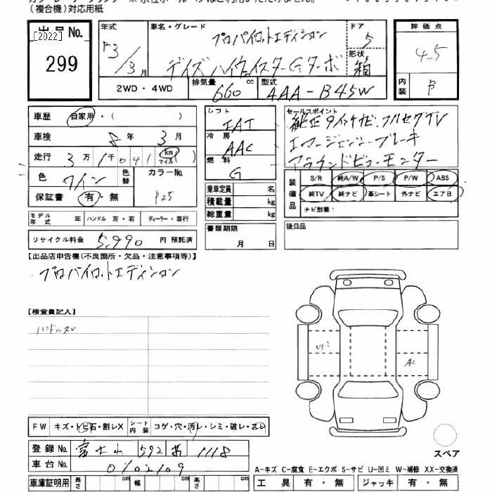 Аукционный лист NISSAN DAYZ 2021