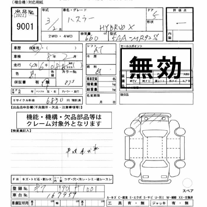 Аукционный лист SUZUKI HUSTLER 2021