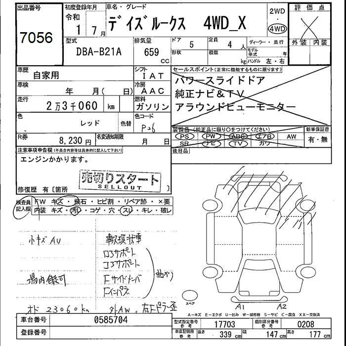 Аукционный лист NISSAN DAYZ ROOX 2019